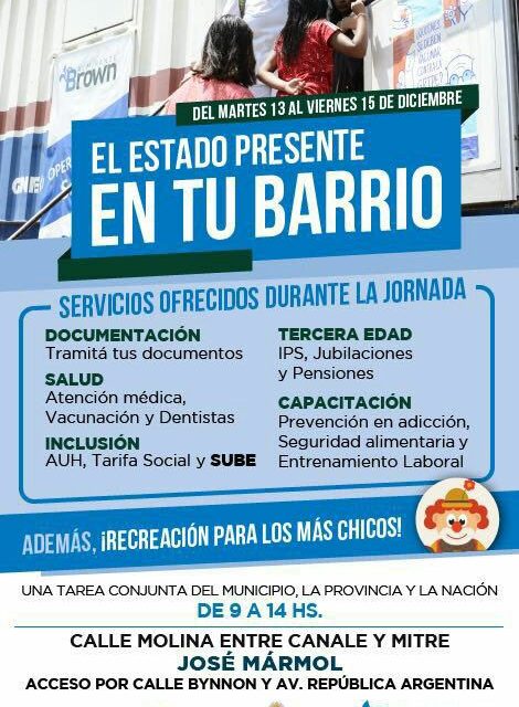 «EL ESTADO PRESENTE EN TU BARRIO» LLEGO A MARMOL