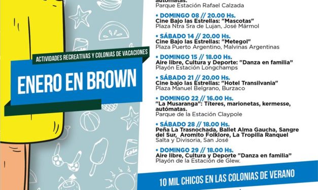 ENERO EN BROWN, ESPECTACULOS Y RECREACION GRATUITA