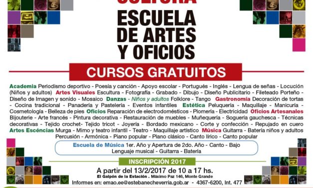 ECHEVERRIA, COMIENZA LA INSCRIPCION A LA ESCUELA DE ARTES Y OFICIOS