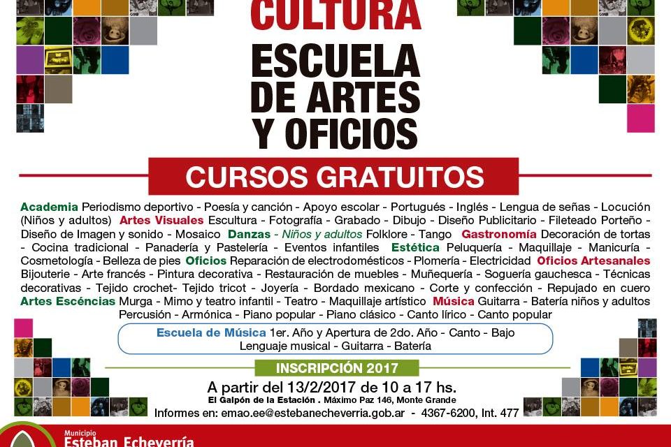 ECHEVERRIA, COMIENZA LA INSCRIPCION A LA ESCUELA DE ARTES Y OFICIOS