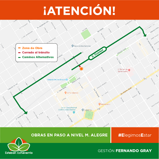 ECHEVERRIA, CIERRAN EL PASO A NIVEL DE ALEGRE POR OBRAS