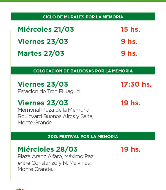 ACTIVIDADES POR EL MES DE LA MEMORIA EN ESTEBAN ECHEVERRRIA