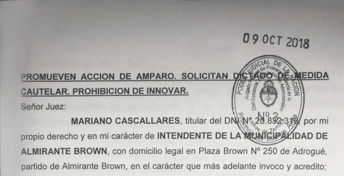CASCALLARES PRESENTO UN AMPARO JUDICIAL CONTRA EL AUMENTO DEL GAS