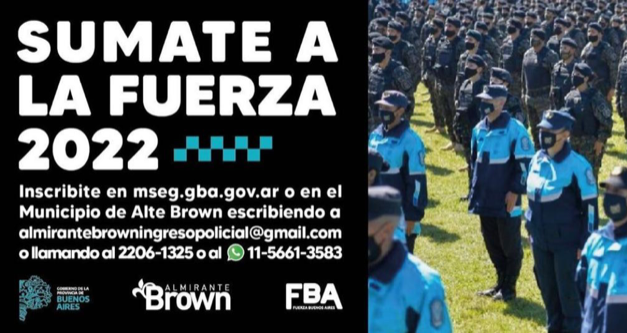 BROWN CONVOCA SA SUMARSE A LAS FUERZAS POLICIALES