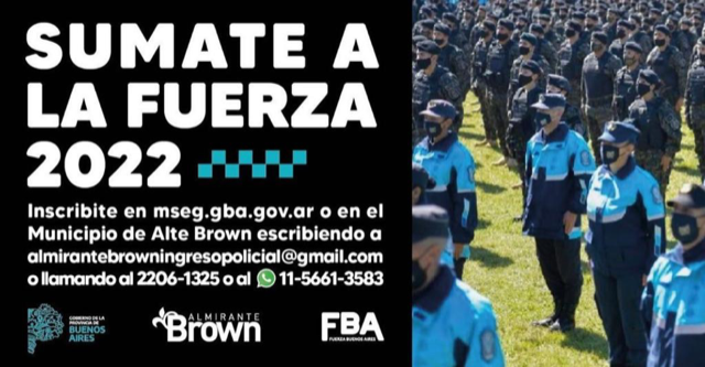 BROWN CONVOCA SA SUMARSE A LAS FUERZAS POLICIALES