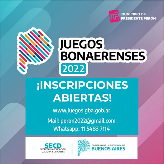 JUEGOS BONAERENSES 20222, ABIERTA LA INSCRIPCION EN PTE PERON