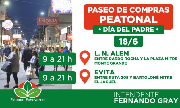 VENTAS PARA EL DIA DEL PADRE, ALEM Y EVITA SERAN PEATONALES EN ECHEVERRI