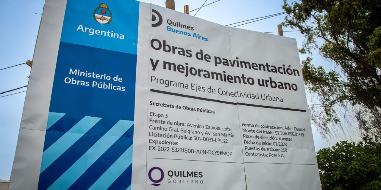 EL MUNICIPIO DE QUILMES INICIÓ LA OBRA DE REPAVIMENTACIÓN DE LA AVENIDA ZAPIOLA