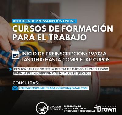 LANZAN EN  BROWN LOS CURSOS DE FORMACIÓN PARA EL TRABAJO 2024