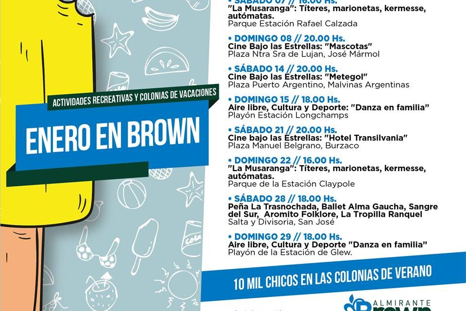 ENERO EN BROWN, ESPECTACULOS Y RECREACION GRATUITA