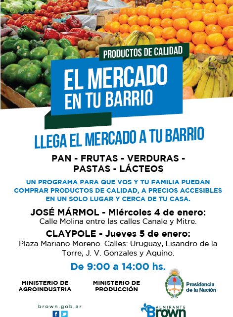 «EL MERCADO EN TU BARRIO» LLEGA A MARMOL Y A CLAYPOLE