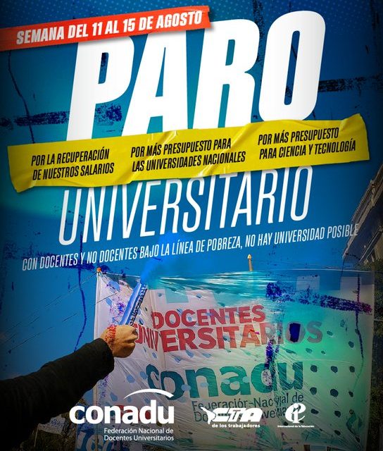 UNIVERSIDADES PUBLICAS PARAN DEL 11 AL 15 DE AGOSTO